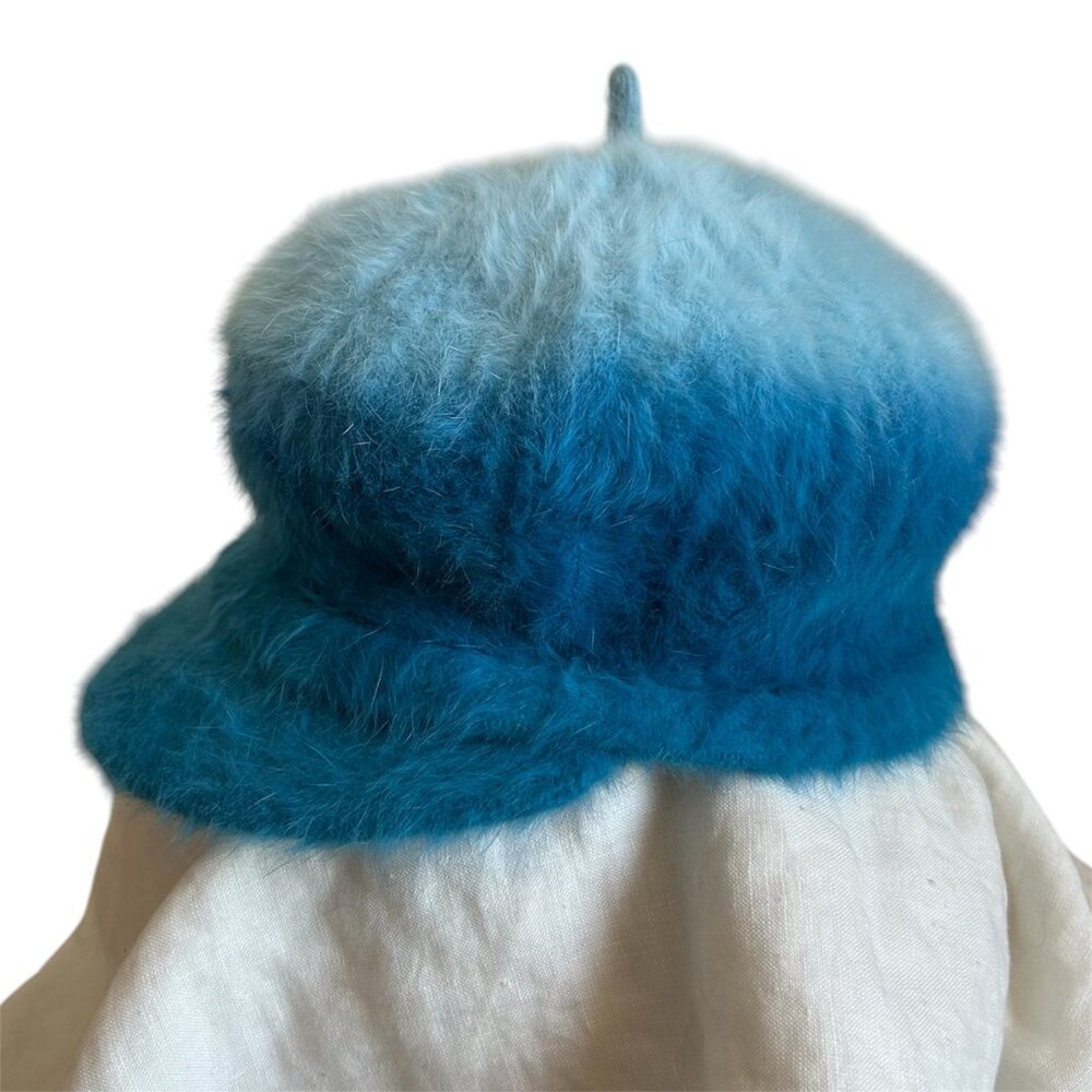 Vintage Betmar New York Angora Rabbit Hair Hat Cap Y2k Blue Ombre Women's OS